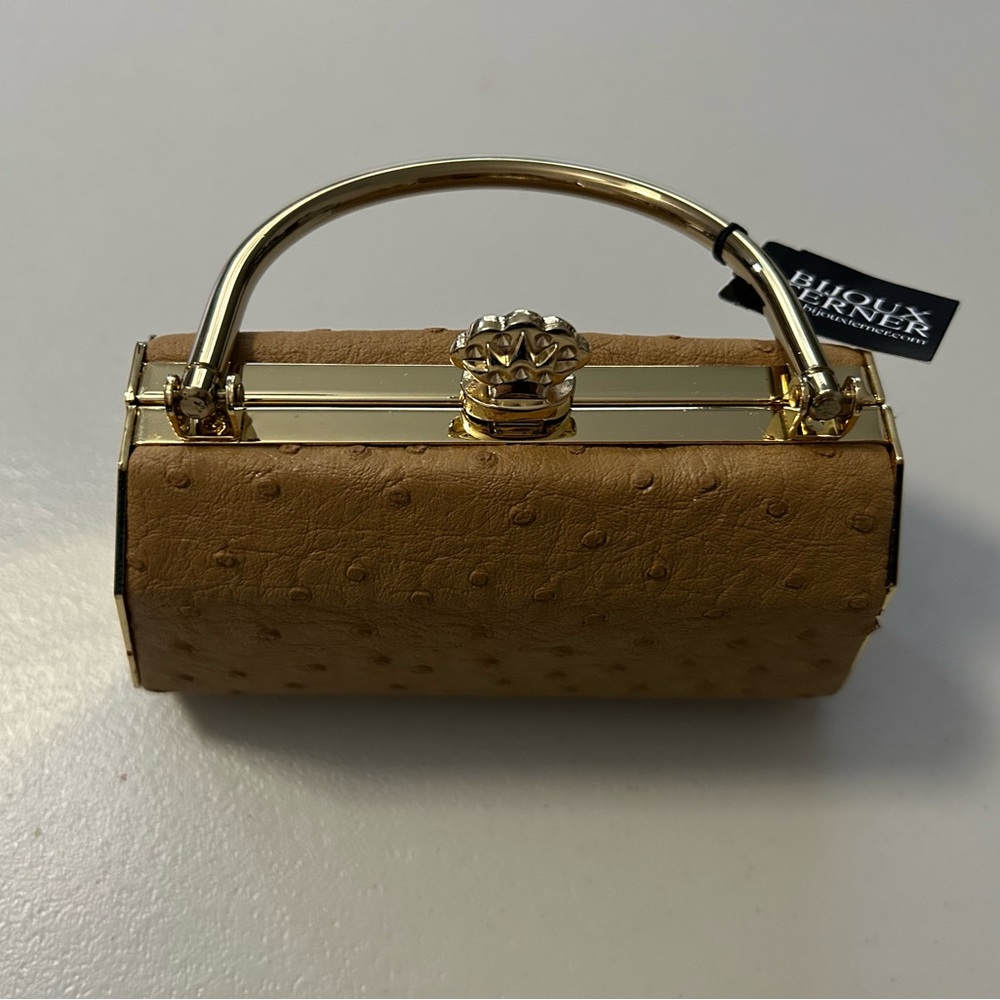 Bijoux Turner Vintage Mini Handbag Brass & Leather Purse / Evening Purse